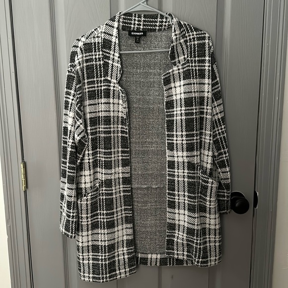 Express Jackets & Blazers - Express Plaid Long Blazer